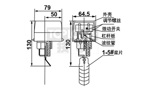 HFS靶式水流開(kāi)關(guān)尺寸圖